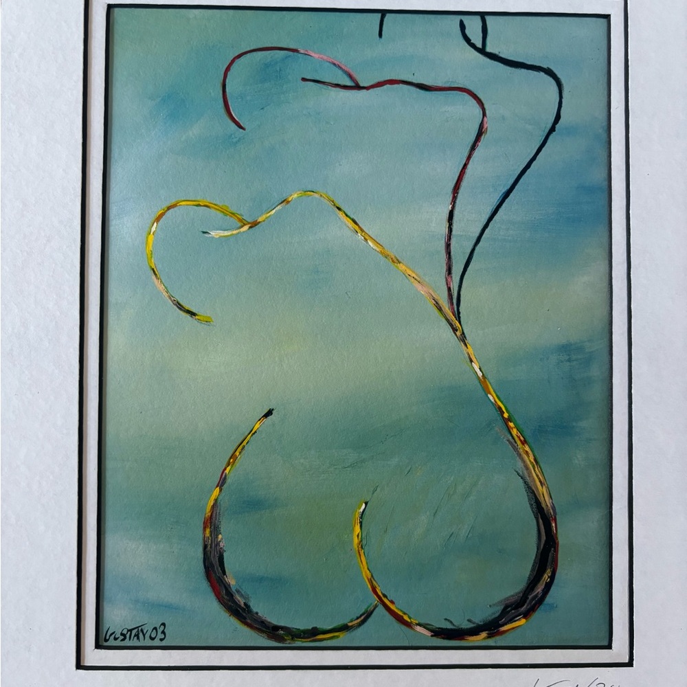 Abstract Art Print with Black and Yellow Accents